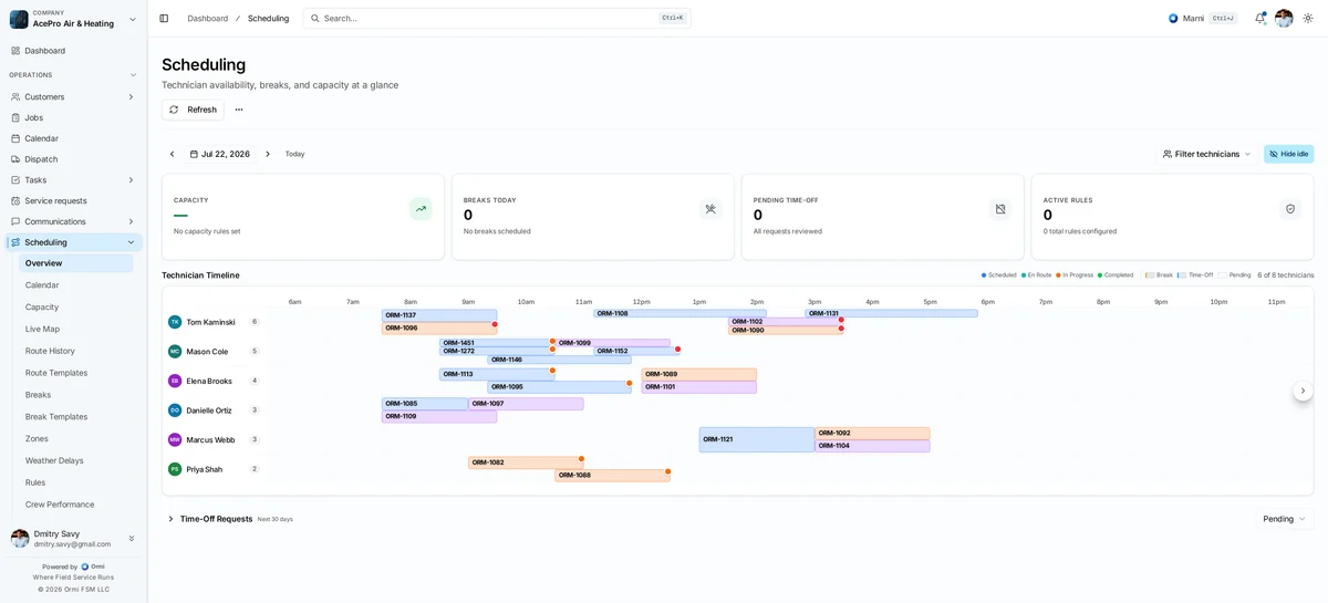 Ormi scheduling calendar